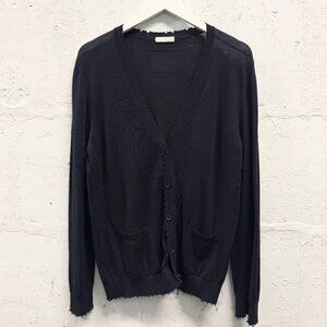 AVANT TOI dark navy wool distressed cardigan